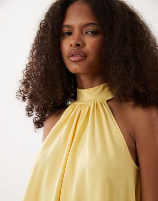 ASOS DESIGN – Żółta sukienka mini z wiązaniem na plecach, 3 z 4