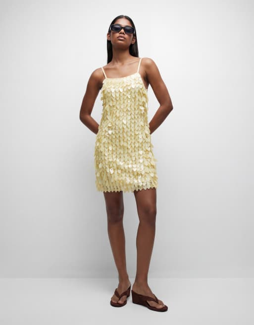 ASOS DESIGN – Żółta zdobiona sukienka mini, 9 z 11