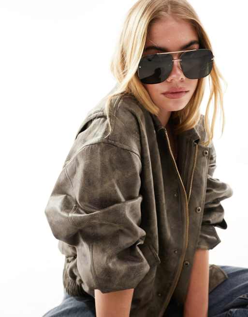 ASOS DESIGN – Złote metalowe okulary przeciwsłoneczne typu aviator ze szkłami G15 