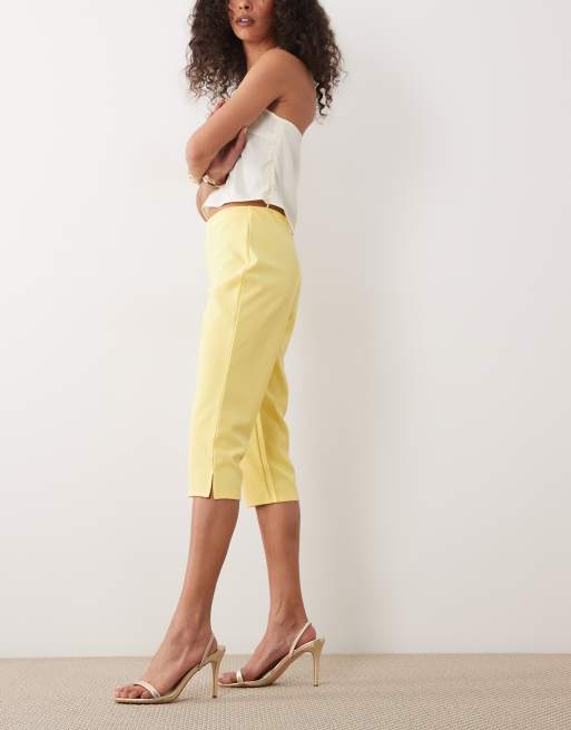 ASOS DESIGN – Żółte spodnie capri z rozcięciem z boku, 3 z 5