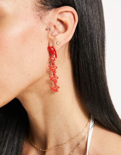 ASOS DESIGN – Złote świąteczne kolczyki z napisem, 3 z 4
