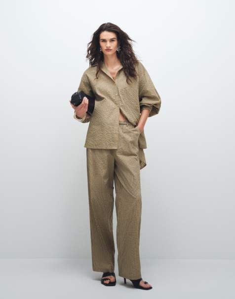 ASOS DESIGN – Żółte wciągane spodnie w paski - view 1