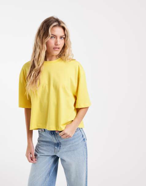 ASOS DESIGN – Żółty T-shirt o krótkim fasonie i pudełkowym kroju - view 1