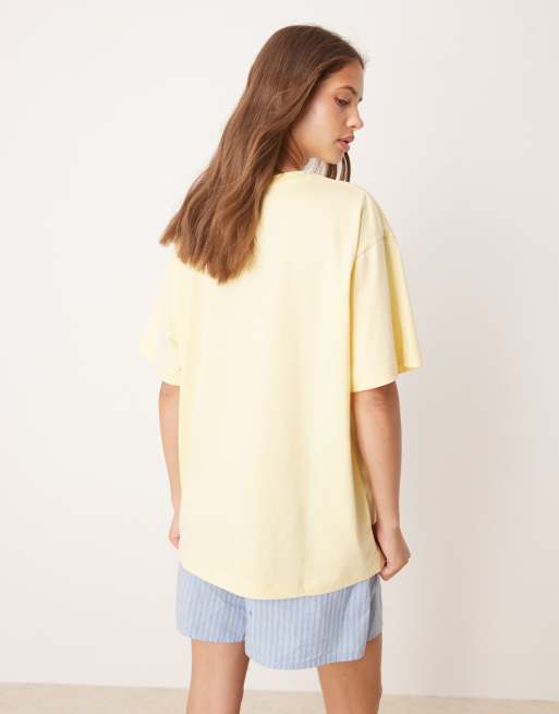 ASOS DESIGN – Żółty T-shirt oversize z grafiką z palmą i tygrysem, 4 z 4