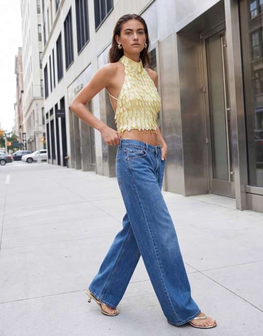 ASOS DESIGN – Żółty top z dekoltem halter i ozdobnymi listkami, 10 z 11