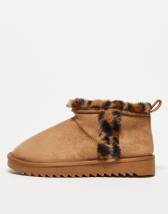 Monki faux suede boot slippers in brown | ASOS