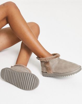 ASOS DESIGN Zuric bootie slippers in taupe