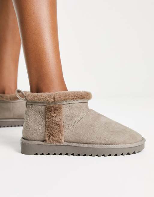 ASOS DESIGN Zuric bootie slippers in taupe