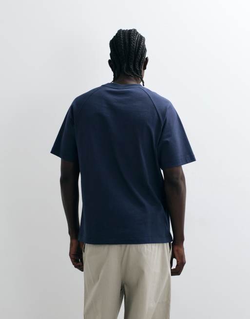 ASOS DESIGN zwaar relaxed T-shirt met voetbalprint in navy, 5 van 5