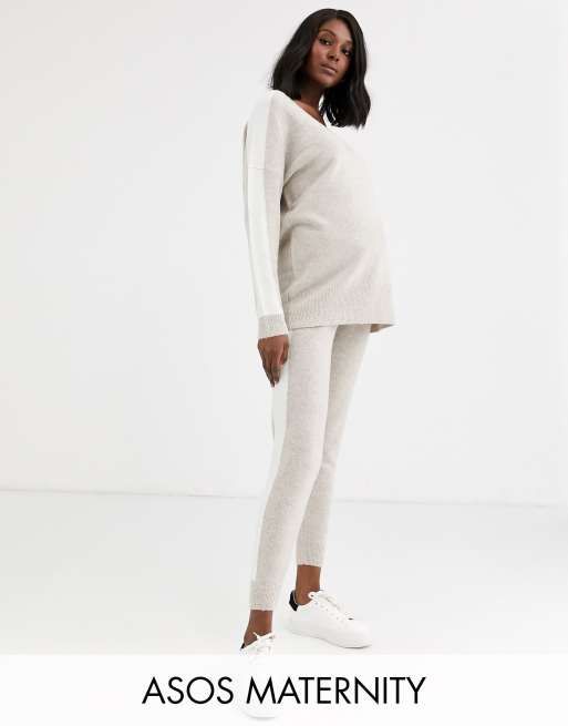 ASOS DESIGN Maternity - Combi-set met gekleurd randje in stone, 3 van 3