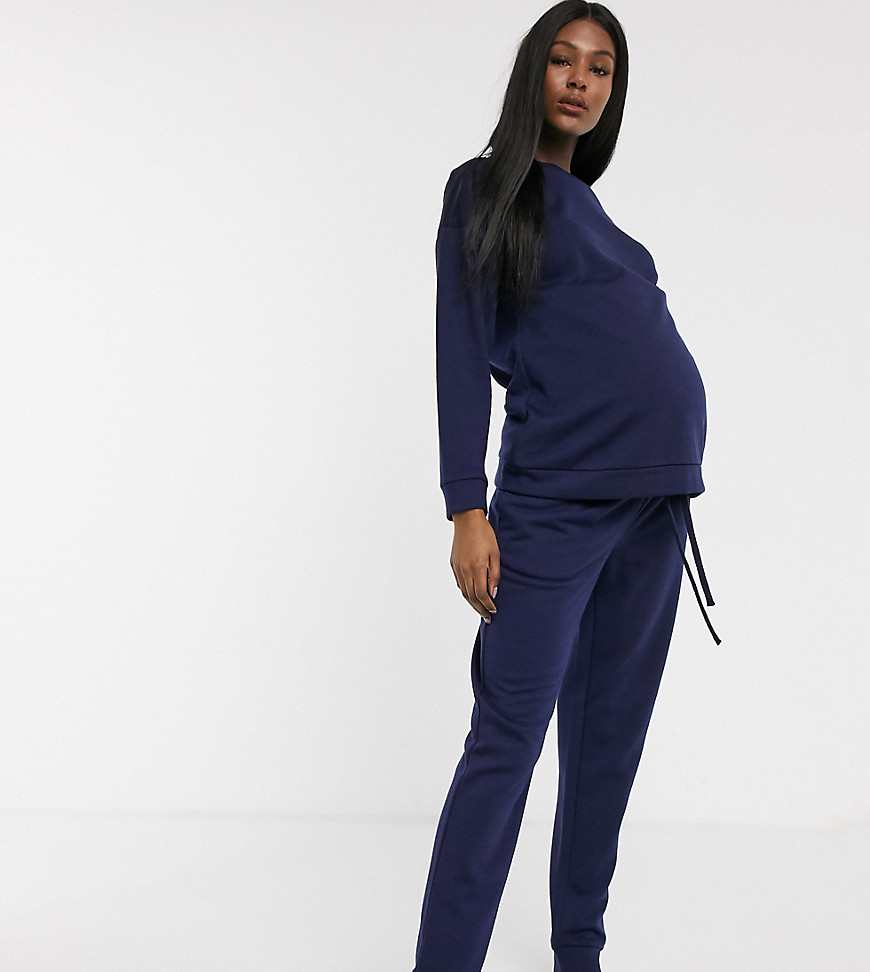 ASOS DESIGN - Zwangerschapskleding -Loungeset met sweater en joggingbroek-Marineblauw