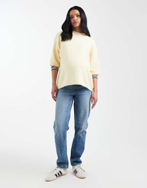 ASOS DESIGN - Zwangerschapskleding - Slim-fit mom jeans met vintage wassing