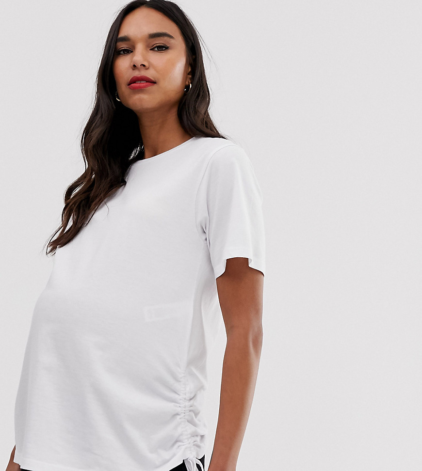 ASOS DESIGN - Zwangerschapskleding - T-shirt met ruches-Wit