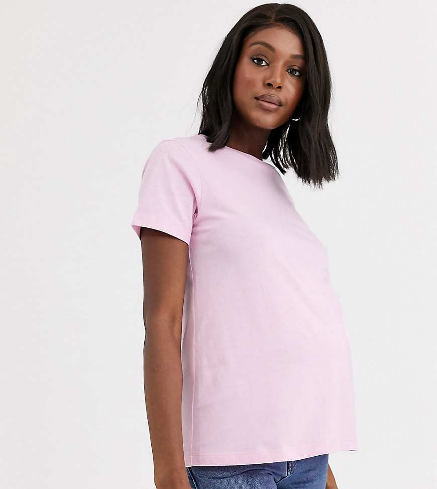 ASOS DESIGN - Zwangerschapskleding - T-shirt van organisch katoen met ronde hals in roze