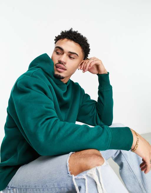 ASOS DESIGN - Zware oversized hoodie in bosgroen
