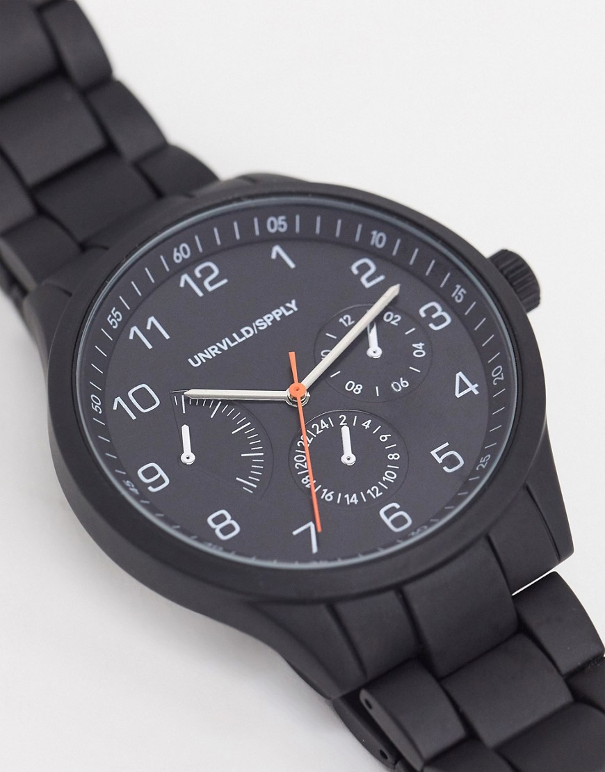 ASOS DESIGN - Zwart horloge met witte wijzerplaat