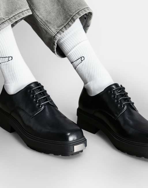 ASOS DESIGN Zwarte schoenen van imitatieleer met veters en zool met patroon