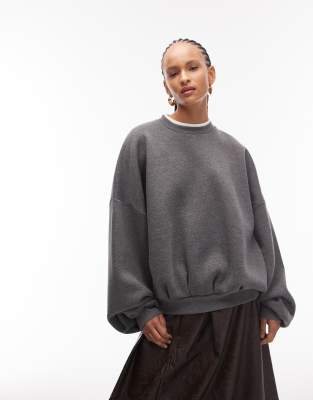 ASOS DESIGN - Zweilagiges, kastiges Oversize-Sweatshirt in Grau