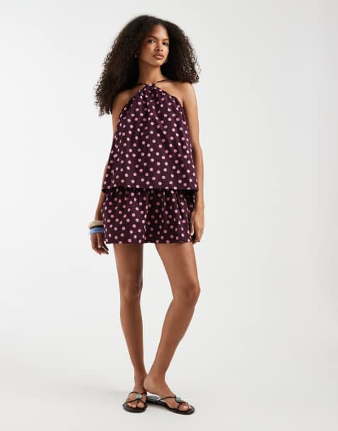 ASOS DESIGN – Zweilagiges Neckholder-Sommerkleid mit Oversize-Punktemuster - view 1