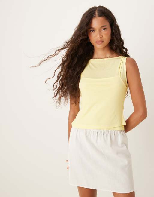 ASOS DESIGN – Zweilagiges Tanktop in Gelb
