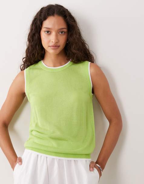 ASOS DESIGN – Zweilagiges Trägertop in Limettengrün - view 1