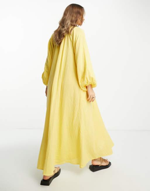 ASOS DESIGN – Zweilagiges Trapez-Maxikleid in Gelb, 2 von 4