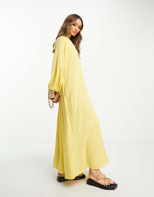 ASOS DESIGN – Zweilagiges Trapez-Maxikleid in Gelb, 3 von 4