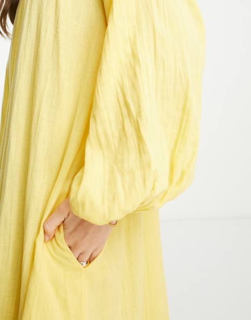 ASOS DESIGN – Zweilagiges Trapez-Maxikleid in Gelb, 4 von 4