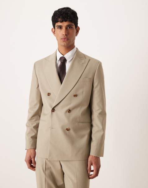 ASOS DESIGN – Zweireihige Anzugjacke in Salbeigrün mit regulärer Passform - view 1
