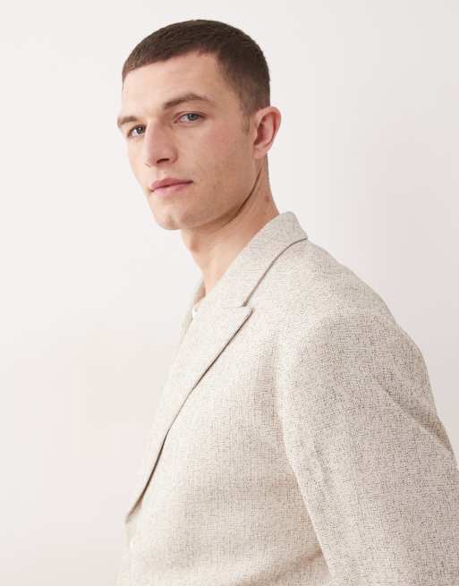 ASOS DESIGN – Zweireihige Boxy Cropped Fit Anzugjacke in Creme, 4 von 5