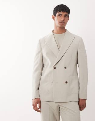 Zweireihiger Anzug-Blazer in Salbeigrün mit regulärer Passform Grün 56 Regular