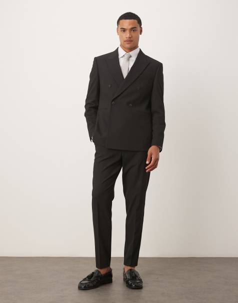 ASOS DESIGN – Zweireihiger Anzug in Schwarz mit regulärer Passform - view 1