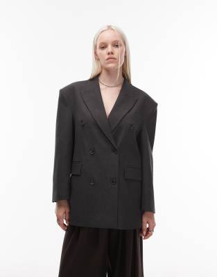 ASOS DESIGN - Zweireihiger Oversize-Blazer in Anthrazit-Grau
