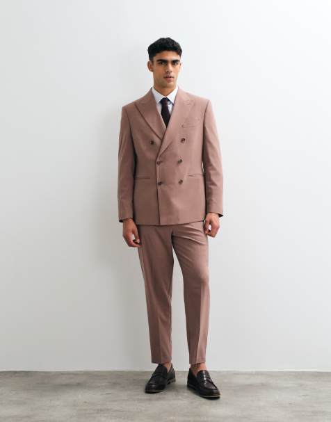 ASOS DESIGN – Zweireihiger Regular-Fit-Anzug in Burgunderrot - view 1