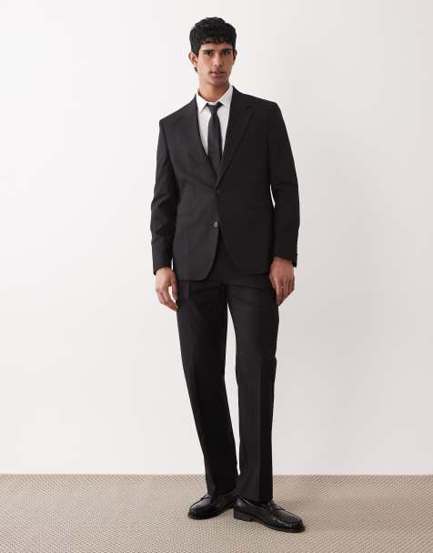 ASOS DESIGN – Zweireihiger Regular-Fit-Anzug in Schwarz - view 1