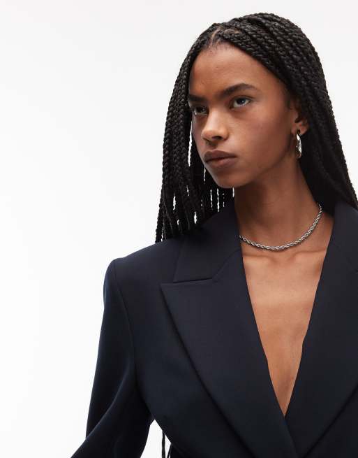 ASOS DESIGN – Zweireihiger, taillierter Blazer in Marineblau, 3 von 4