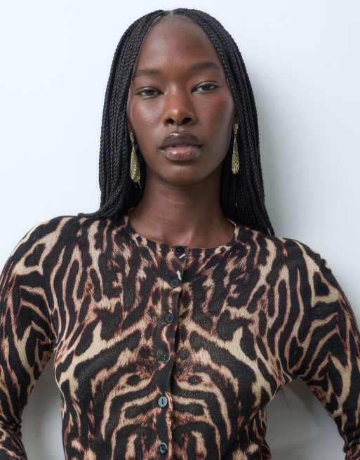 ASOS DESIGN zweite Haut, transparenter Strick-Cardigan mit Leopardenmuster, 5 von 9