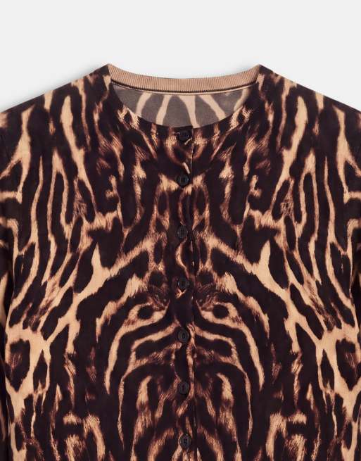 ASOS DESIGN zweite Haut, transparenter Strick-Cardigan mit Leopardenmuster, 8 von 9