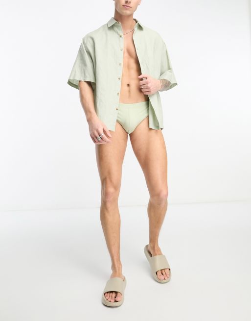 ASOS DESIGN - Zwembroek in lichtkaki