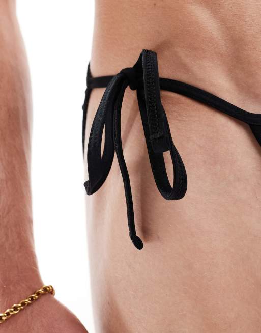 ASOS DESIGN - Zwemslip met gestrikte zijkanten in zwart , 3 van 4