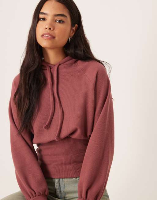 ASOS DESIGN – Zwężana w talii bardzo miękka bluza z kapturem w zgaszonym kolorze różowym