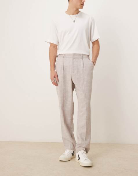ASOS DESIGN oversized tapered leg trousers in beige