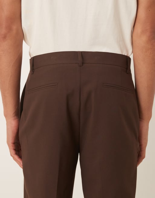 ASOS DESIGN – Zwężane brązowe spodnie garniturowe, 3 z 5
