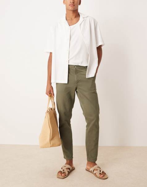 ASOS DESIGN tapered fit chinos in khaki