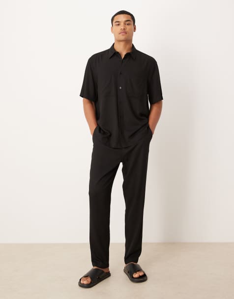 ASOS DESIGN co-ord tapered trousers in black