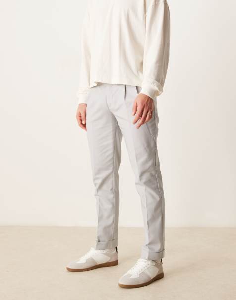ASOS DESIGN – Zwężane eleganckie bawełniane spodnie chinosy w jasnoszarym kolorze - view 1