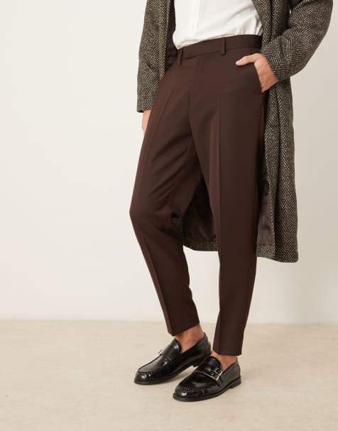 ASOS DESIGN – Zwężane eleganckie spodnie w ciemnobrązowym kolorze - view 1