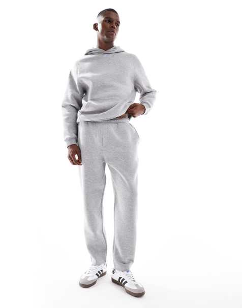 ASOS DESIGN tapered jogger with fixed hem in light grey