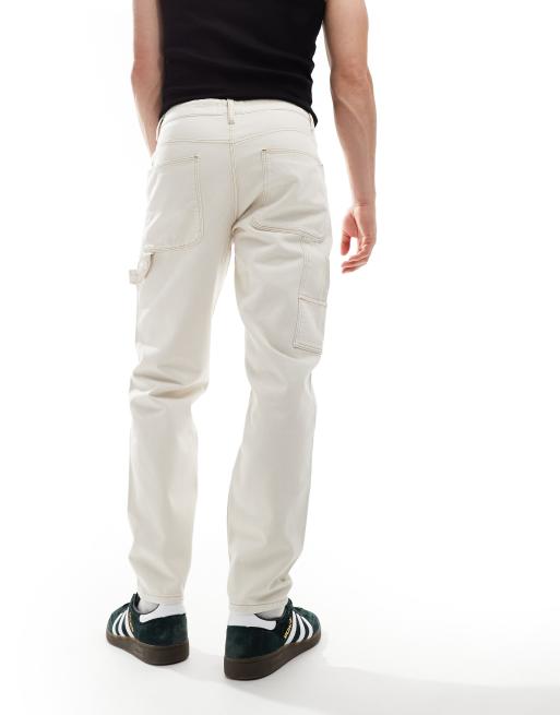 ASOS DESIGN – Zwężane jeansy typu carpenter w kolorze ecru, 2 z 5