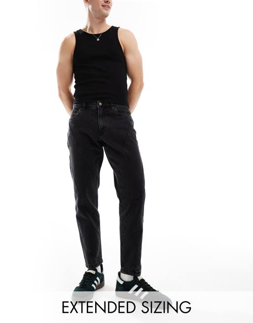 ASOS DESIGN – Zwężane jeansy ze wstawkami, w kolorze spranej czerni